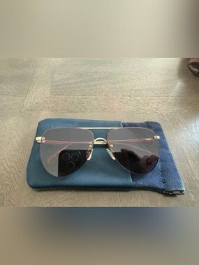 Le Specs Gold Frame Sunglasses with Brown Gradient Lenses with Case